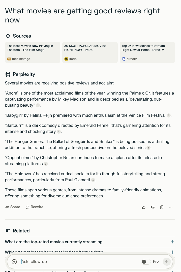 Entertainment Perplexity